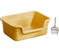 NESPIQ Cat Litter Tray Box Cat Litter Box Open Litter Box Shallow Cat Toilet Travel Litter Tray For Kittens To Senior Cats Litter Box For Cats(Yellow)