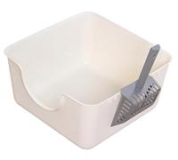 NESPIQ Cat Litter Tray Box Cat Litter Box Open Top Pet Litter Tray Cat Litter Container Pet Supplies High Sided Kitty Litter Pan Litter Box For Cats(White)