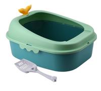 NESPIQ Cat Litter Tray Box Cat Litter Box Toilet Open Top Pet Litter Tray Kitty Litter Pan For Indoor Cats With Cat Litter Scoop Litter Box For Cats(Grün)