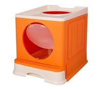 NESPIQ Cat Litter Tray Box Cat Litter Box With Lid And Cat Litter Scoop Enclosed Top Entrance Anti-Splashing Cat Toilet For Cats Litter Box For Cats(Orange)