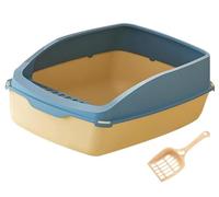 NESPIQ Cat Litter Tray Box Cat Litter Case Pet Litter Tray Cat Sandbox Kitten Toilet Cat Toilet For Small Medium Large Cats Litter Box For Cats(Yellow)