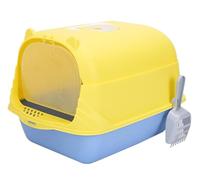 NESPIQ Cat Litter Tray Box Enclosed Cat Toilet Anti Splashing Detachable For Indoor Cats With Front Door Kitten Potty With Scoop Litter Box For Cats(Yellow)