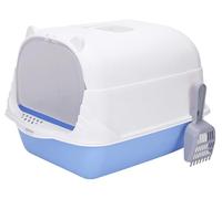 NESPIQ Cat Litter Tray Box Enclosed Cat Toilet Anti Splashing Detachable For Indoor Cats With Front Door Kitten Potty With Scoop Litter Box For Cats(Blue)