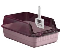 NESPIQ Cat Litter Tray Box High Sides Semi Enclosed PP Material Leakproof Detachable 18L Large Capacity For Small Pets Litter Box For Cats(Purple)