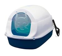 NESPIQ Cat Litter Tray Box Hooded Cat Litter Box With Lid Kitten Potty Enclosed Cat Toilet With Front Door Pet Litter Tray Litter Box For Cats(Blue)