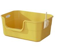 NESPIQ Cat Litter Tray Box Large Cat Litter Box Open Kitty Litter Pan With Scoop Foldable Cat Toilet Cat Litter Box With High Sides Litter Box For Cats(Yellow)