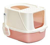NESPIQ Cat Litter Tray Box Large Space Top Entrance Anti-Splashing Cat Litter Box With Lid And Cat Litter Scoop Enclosed Litter Box For Cats(Pink)