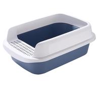 NESPIQ Cat Litter Tray Box Open Cat Litter Box With High Side Heightening Anti-Splashing Cat Toilet With Litter Sifting Scoop Litter Box For Cats(Blue)