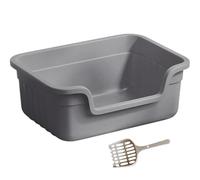 NESPIQ Cat Litter Tray Box Open Top Pet Litter Box, Extra Large Anti Splashing Easy To Clean Easily Access Cat Toilet Sand Box Litter Box For Cats(Grey)