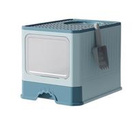 NESPIQ Cat Litter Tray Box Portable Folding Cat Litter Box With Lid And Scoop Drawer Type Anti-Splashing Enclosed Cat Toilet Litter Box For Cats(Blue)