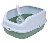 NESPIQ Cat Litter Tray Box Semi-Enclosed Double-Layer Cat Litter Box With Cat Litter Scoop Easy Cleaning Drawer Design Litter Box For Cats(Grün)
