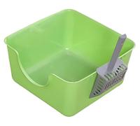 NESPIQ Cat Litter Tray Box U Shape Lowered Front Kitty Litter Pan Bedpan Smooth For All Kinds Of Cat Litter Cat Toilet Sand Box Litter Box For Cats(Grün)
