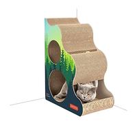 NESPIQ Cat Scratcher Cat Scratcher Cat Scratching Pad Save Space By The Corner Cat Scratchers With Two Holes And Bell Ball, Durable Cardboard Cat Scratching Pad(43 * 27 * 58cm)