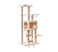 NESPIQ Cat Tree Cat Tower Solid Wood Cat Climbing Frame Multifunctional Cat Tree Tower Hemp Rope Cat Scratching Post Cat Perches Cat House Cat Condo(40 * 60 * 140.5cm)