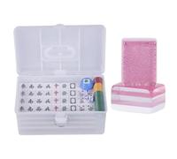 NESPIQ Chinese Mahjong Set Crystal Mahjong Set With 144 Engaged Tiles Household Hand With Plastic Box Tablecloth Leisure Time Or Travel(Pink,42mm)