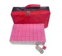 NESPIQ Chinese Mahjong Set Professional Chinese Mahjong Set 144 Numbered Melamine Tile With Carrying Travel Bag For Home Leisure Time Or Travel(Pink)
