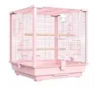 NESPIQ Flight Bird Cage Square Metal Bird Cage With Bird Feeder, Tray For Parrots Conures Lovebird Cockatiel Parakeets Birdcage For Birds(Pink)