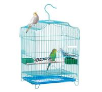 NESPIQ Flight Bird Cage Travel Bird Cage Small Birds Starter For Parakeets Lovebirds Parrotlets Finches Canaries Removable Plastic Tray Birdcage For Birds(Blue)