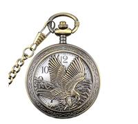 NESPIQ Pocket Watch Pendant Eagle Design Quartz Movement Pocket Watch Arabic Numerals Men Simple White Dial with Chain Costume Accessory