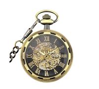 NESPIQ Pocket Watch Pendant Pocket Watches for Men Vintage Dial Roman Numerals Scale Mechanical Movement Pocket Watch Costume Accessory(Bronze)