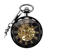 NESPIQ Pocket Watch Pendant Pocket Watches for Men Vintage Dial Roman Numerals Scale Mechanical Movement Pocket Watch Costume Accessory(Black)