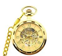 NESPIQ Pocket Watch Pendant Pocket Watches for Men Vintage Dial Roman Numerals Scale Mechanical Movement Pocket Watch Costume Accessory(Gold)