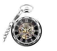 NESPIQ Pocket Watch Pendant Pocket Watches for Men Vintage Dial Roman Numerals Scale Mechanical Movement Pocket Watch Costume Accessory(Silver)