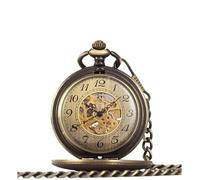 NESPIQ Pocket Watch Pendant Vintage Mechanical Classic Design Hand Wind Pocket Watch Arabic Numerals with Chain Costume Accessory