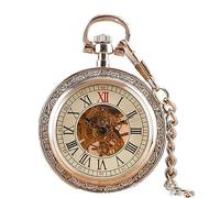 NESPIQ Pocket Watch Pendant Vintage Pocket Watch Roman Numerals Scale Mechanical Pocket Watches with Chain Costume Accessory(Silver)