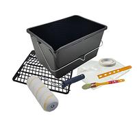 Nespoli Paint Roller Set Drip Free 22cm Container 12L with Grid Brush Trimming Paint Tape Plastic Cover Mixer Complete Craft Kit
