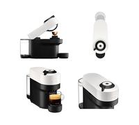 Nespresso Coffee Machine Barista Bundle includes Vertuo Pop White by Krups, Milk Frother, 2x Mugs, 2 x spoons, Melozio coffee pods & Chiaro coffee po