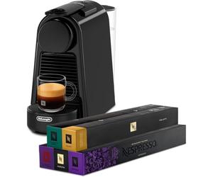 Nespresso Original Essenza Mini Coffee Machine & 50 Pods Black by De'Longhi