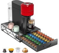 Amazon Basics Nespresso OriginalLine Coffee Pod Storage with 1 Drawer Holder, 50 Capsule Capacity, Black, DHCD002