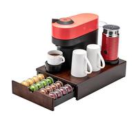 Nespresso Vertuo Pod Drawer Organizer - Modern Style Coffee Machine Stand, Wood Frame (40 Pod Capacity)