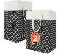 Nesrefyn 2 Pack Large Collapsible Laundry Baskets - Waterproof Laundry Hamper with Easy Carry Handles,Laundry Bags for Room, Bedroom, Bathroom, College Dorm, Storage and organization, (Black, 2 x 75L)
