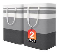 Nesrefyn 2 Pack Large Laundry Baskets - Waterproof Collapsible Laundry Hamper with Easy Carry Handles,Laundry Bags for Room, Bedroom, Bathroom, College Dorm, Storage and organization (Grey)