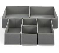 Nesrefyn 6-Pack Drawer Dividers & Organisers for Wardrobe - Foldable Storage Organisers for Clothes, Underwear, Socks, Bras, Accessories, Grey - Space-Saving Home Organisation