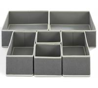 Nesrefyn 6-Pack Drawer Dividers & Organisers for Wardrobe - Foldable Storage Organisers for Clothes, Underwear, Socks, Bras, Accessories, Grey-White Trim - Space-Saving Home Organisation