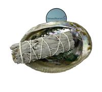 NessaStores 2 Piece Sage Smudge Set with 4" White Sage and 4"-5" Abalone Shell, All Natural for House Cleaning, Stress Relief, Meditation and Negative Energy Removal.