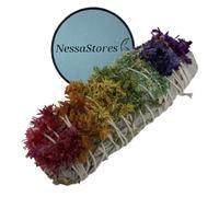 NessaStores 3 pcs Chakra Sinuata Flower White Sage Smudge Sticks, 4-Inch Hand Tied, All Natural, Ethically Sourced for Home Cleansing, & Stress Relief JC-071