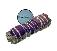NESSASTORES 4-Inch Floral Sage Smudge Stick - 3 Pack, White Sage w/Purple Petals 4" - All-Natural & Ethically Sourced for Home Cleansing and Happiness Promotion
