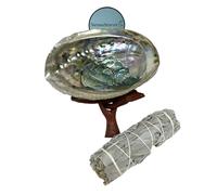 NessaStores JC-211-D 3 Piece Kit with 10.2 cm White Sage, 10.2 to 12.7 cm Abalone Shell and 10.2 cm Tripod | All Natural for Home Cleaning, Stress Relief,