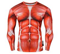 Nessfit Superhero Mens Compression Top Long Sleeve Gym Base Layer Training Fitness Shirt Workout Thermal Sweatshirt (Muscles, Medium)