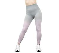 Nessfit Womens Seamless Fitness Athletic Leggings Ombre Workout High Waist Yoga Pants Gym Running Compression Bottoms 8 10 12 14 (Small (8-10''), Pink Grey Ombre)