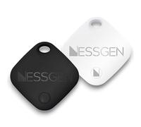 NESSGEN® ORBIT Air Tag Bluetooth Tracker Smart Tag Bundle (2025 Model) | 2 Pack (Black & White), iOS Only | Apple Find My Compatible (MFI), 1 Year Battery, Silicone Case & 1x Spare Battery