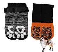 NESSICURE 5 Pairs of Non-Slip Dog Socks, paw Protectors with Adjustable Straps to Prevent Licking Paws, Waterproof Long Dog Boots for Hardwood Floors and hot Roads (3 Pairs Gray+2 Pairs Orange, S)