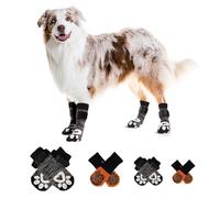 NESSICURE 5 Pairs of Non-Slip Dog Socks, paw Protectors with Adjustable Straps to Prevent Licking Paws, Waterproof Long Dog Boots for Hardwood Floors and hot Roads (3 Pairs Gray+2 Pairs Orange, XL)