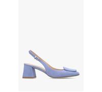 Nessie Blue Suede Block Heel Sling Backs - Blue Suede / 40
