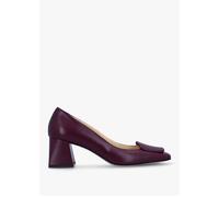 Nessie Burgundy Leather Block Heel Court Shoes - Burgundy Fabric / 40