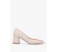 Nessie Cream Leather Block Heel Court Shoes - Camel Leather / 36